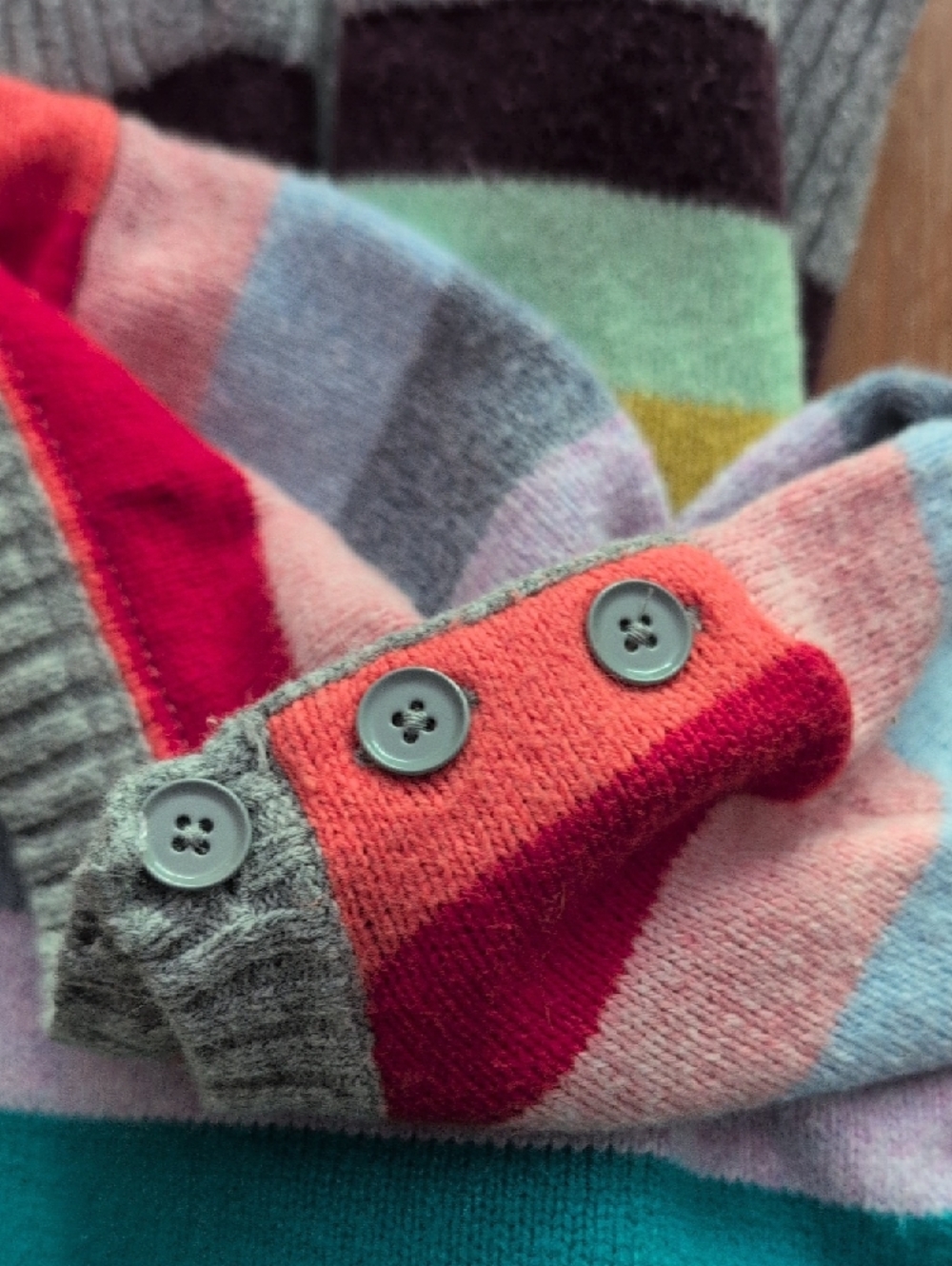 GAP Girls Multi-Stripe Knit Dress in Red, Teal, Yellow, Gray, Pink - Picture 3 of 3